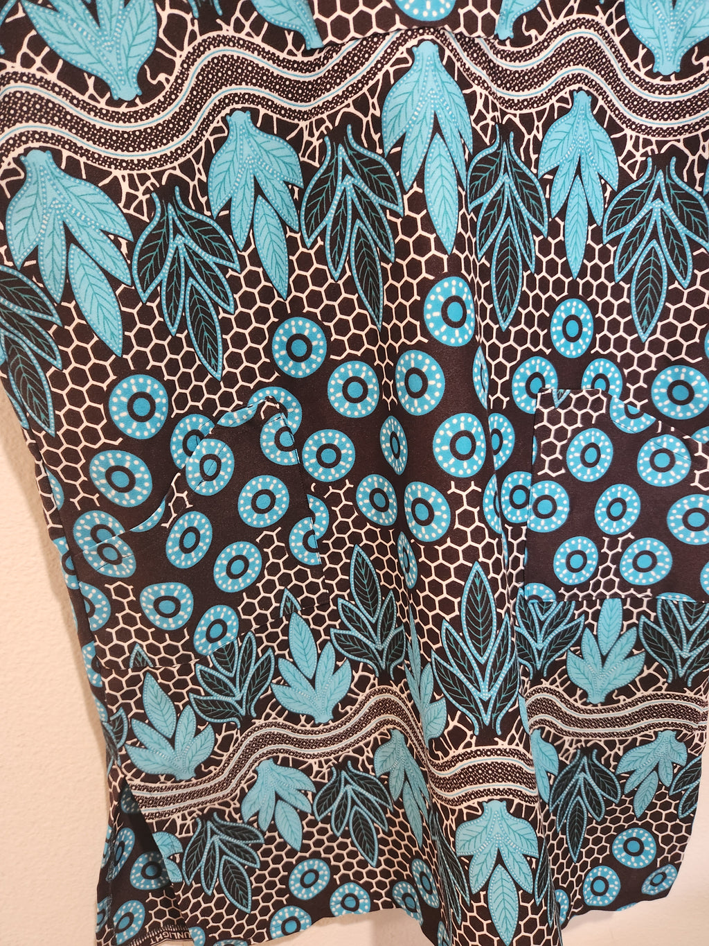 A-line teal and black dress